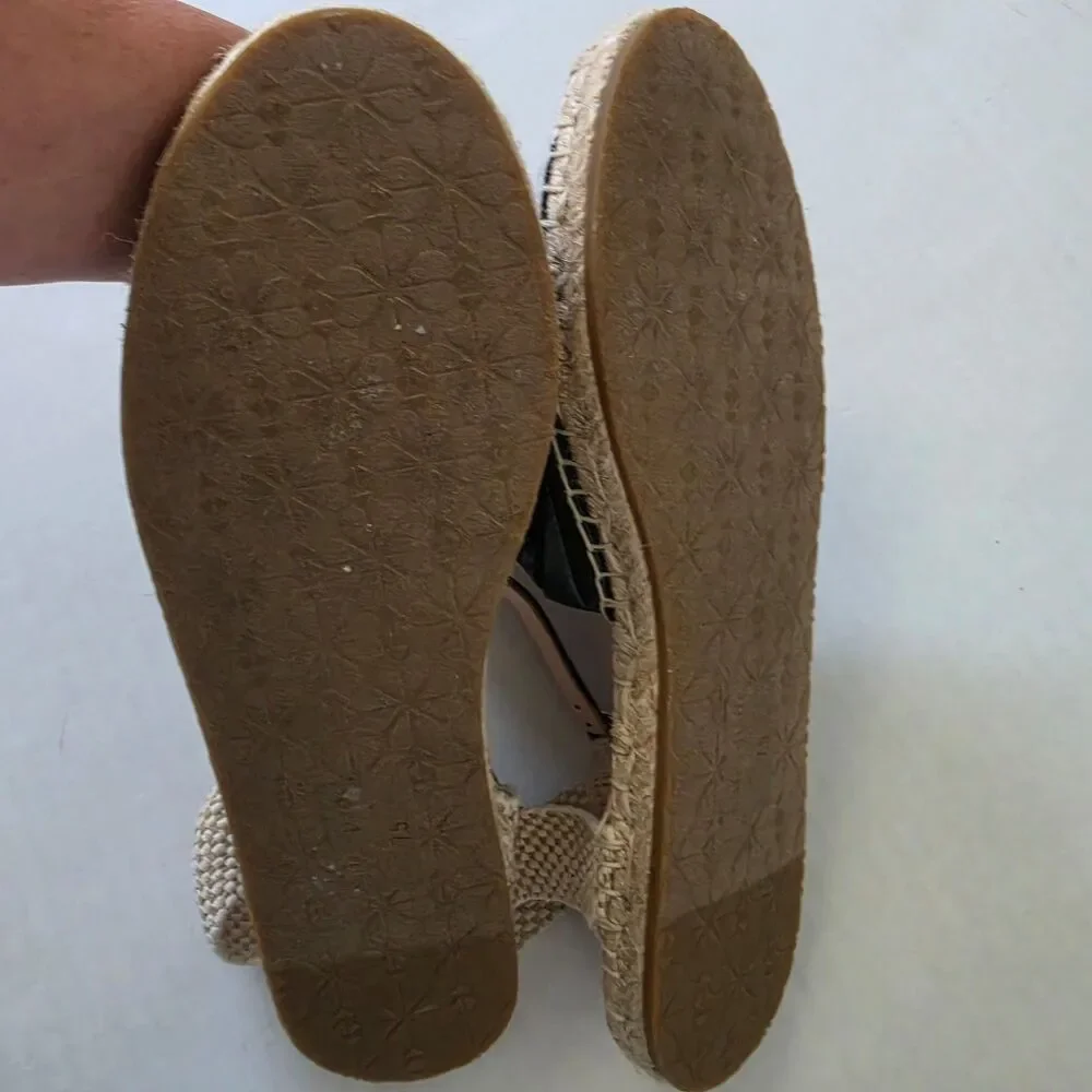 Kate Spade New York Bonnie Espadrille Flats Women's Size 7.5 B Plaid Blk White